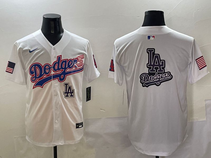 Men Los Angeles Dodgers Blank White national flag second generation joint name Nike 2025 MLB Jersey style 24->los angeles dodgers->MLB Jersey